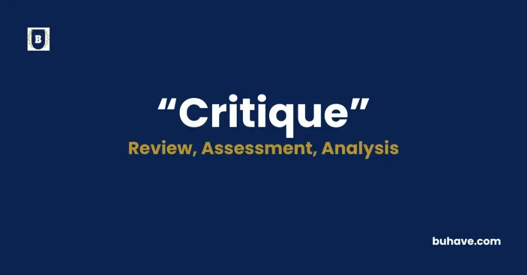 Critique - Meaning, Definition, Synonyms and Antonyms