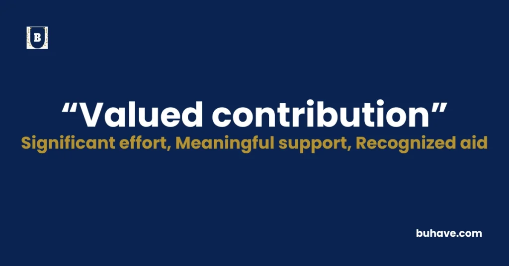 Valued contribution - Meaning, Definition, Synonyms and Antonyms