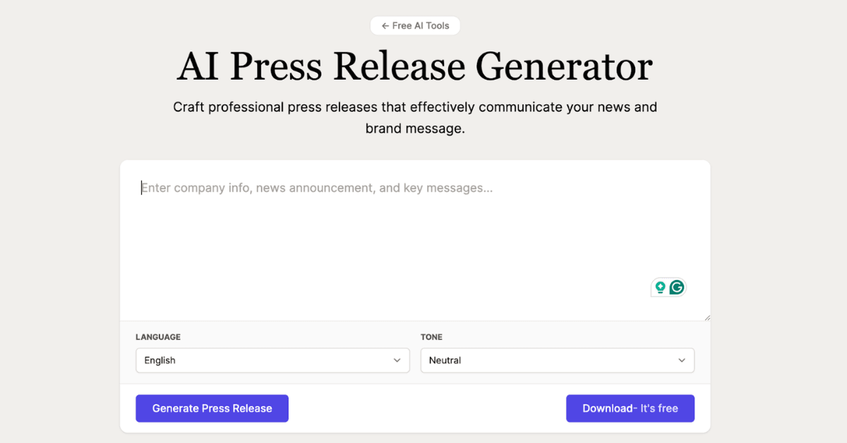 AI Press Release Generator